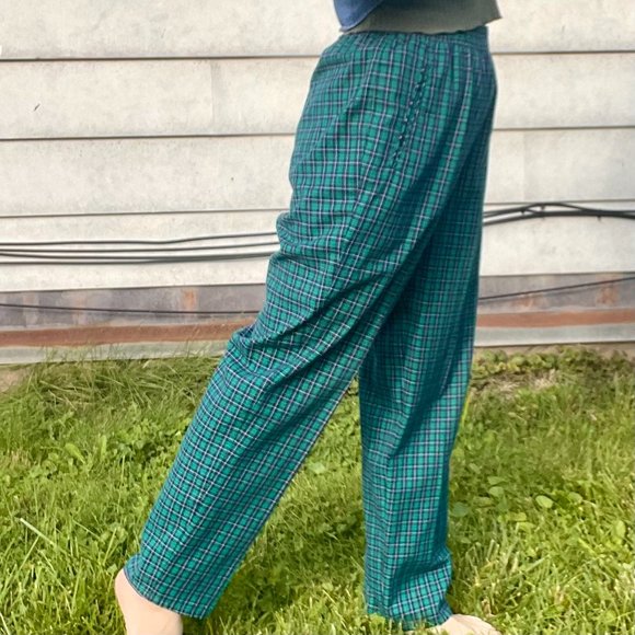 VINTAGE Plaid Cotton Blend Pants | Elastic Waistband | Koret Sport | A13 - Picture 5 of 7